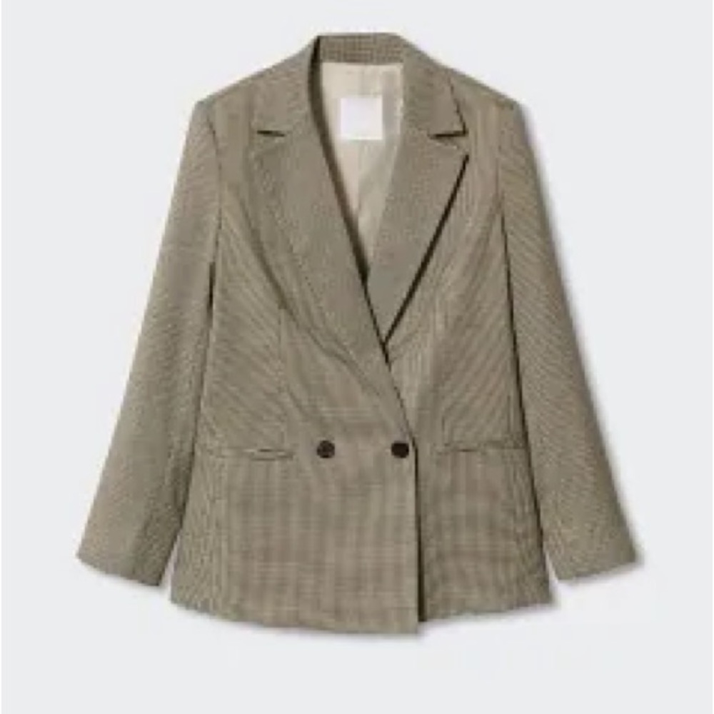 Mango Houndstooth Wool Blend Blazer Sz Large